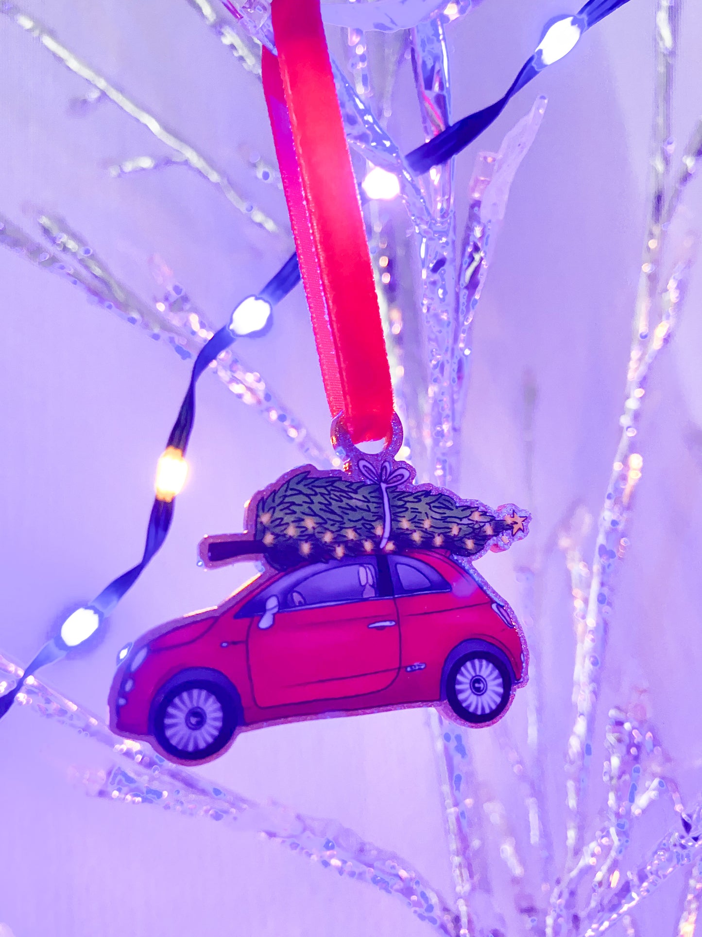 Red 500 Car Christmas Decoration