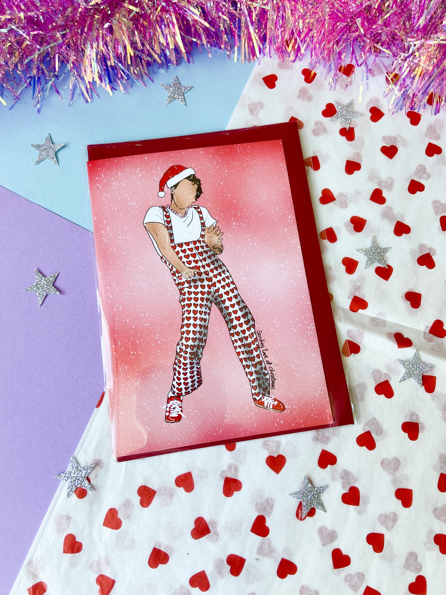 Red Hearts Harry Christmas Card