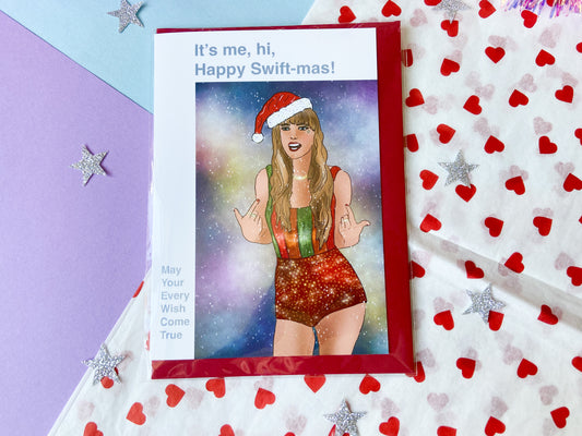 It's Me Hi Taylor themed Christmas Card