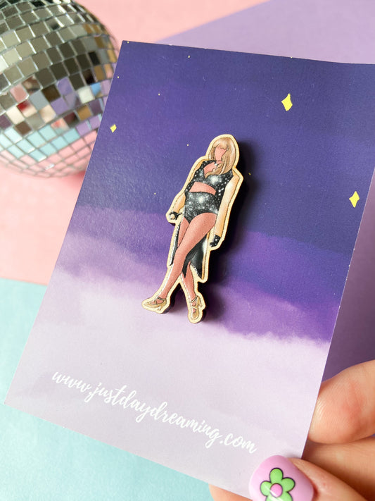 Taylor Broken Heart Pin Badge, Wooden Brooch