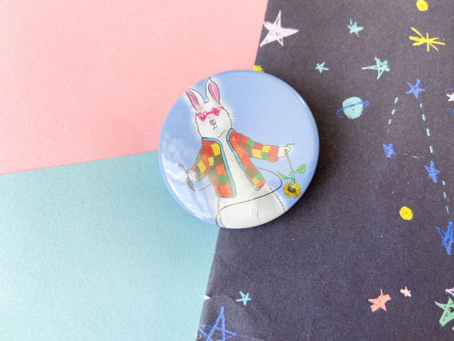 Rabbit in Cardigan Badge, Harries Pin