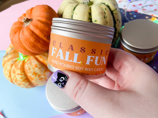 Classic Fall Fun Candle in Tin, Harry Coded Gift