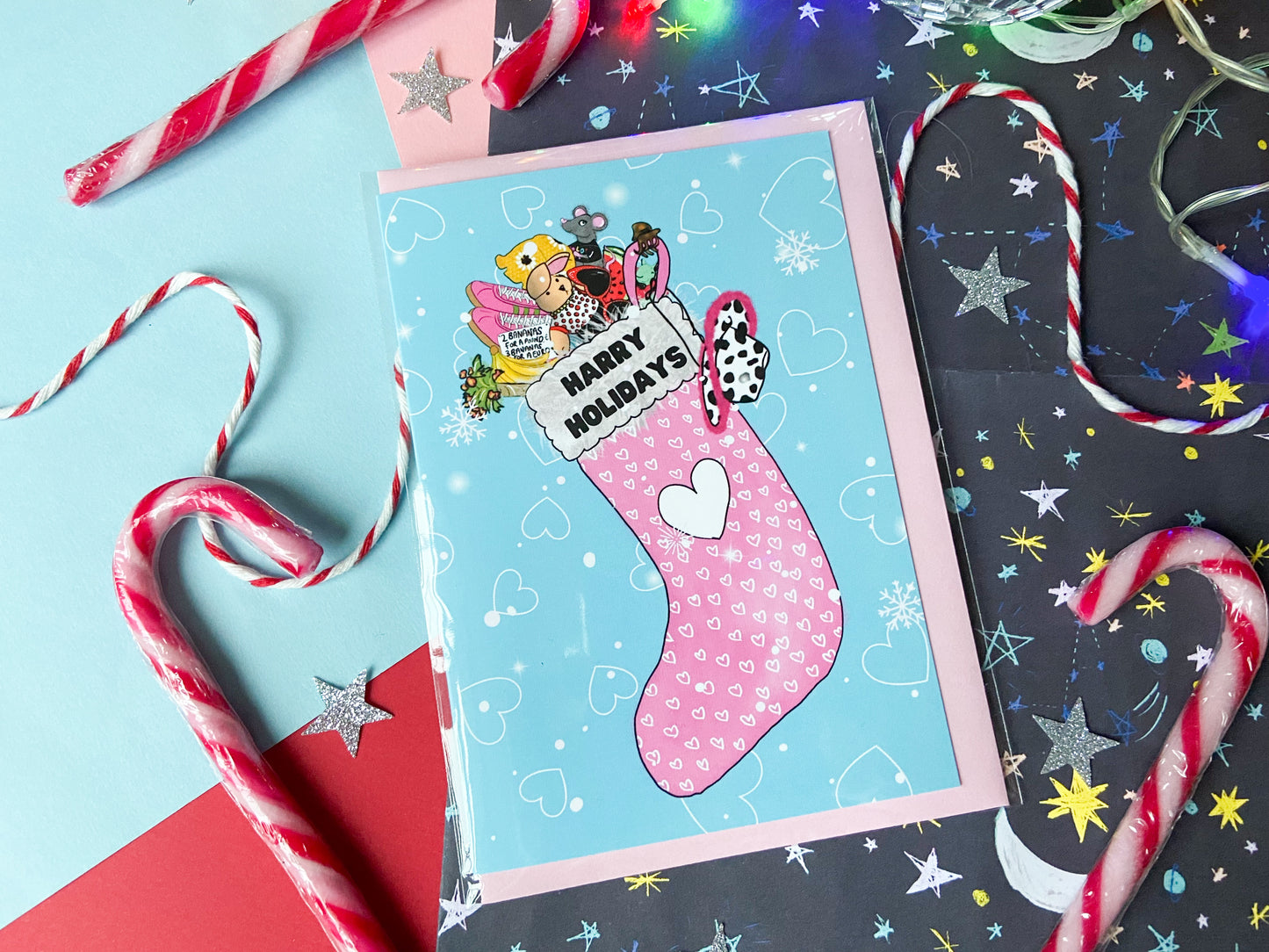 Harry Holidays Stocking Christmas Card, Harries Gift