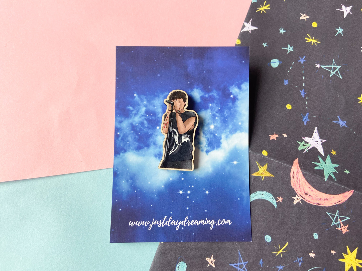 Louis Wooden Pin Badge Brooch