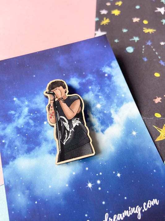 Louis Wooden Pin Badge Brooch