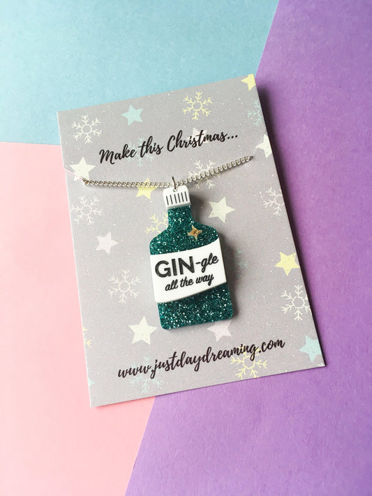 Gin-gle All The Way Gin Necklace, Christmas Spirit Jewellery