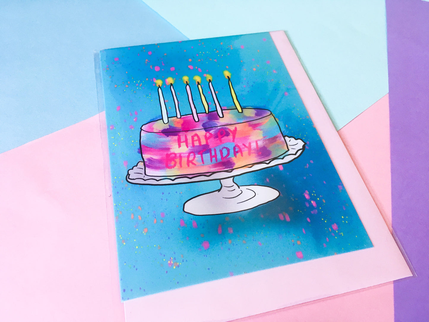 Happy Birthday Cake Card, Colourful Birthday