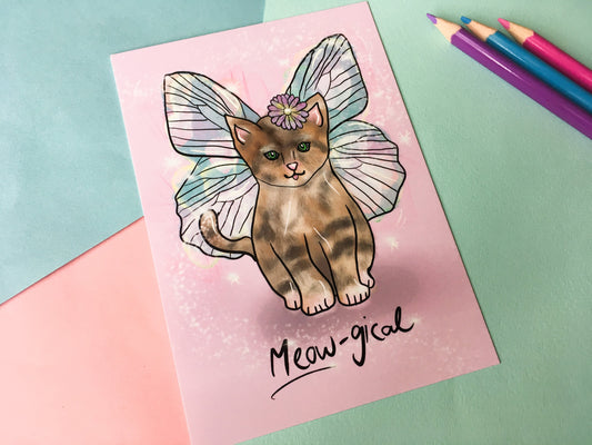Cute Cat Postcard, Meow-gical Magical Kitten