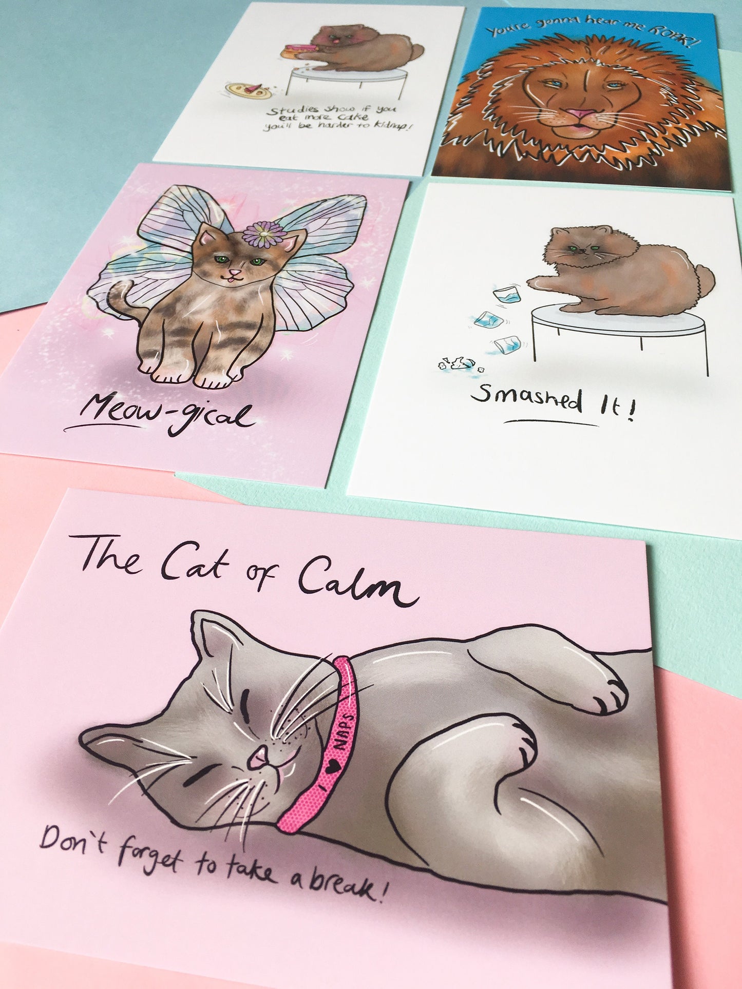 Inspirational Cats Postcard Set, A6 Animal Postcards