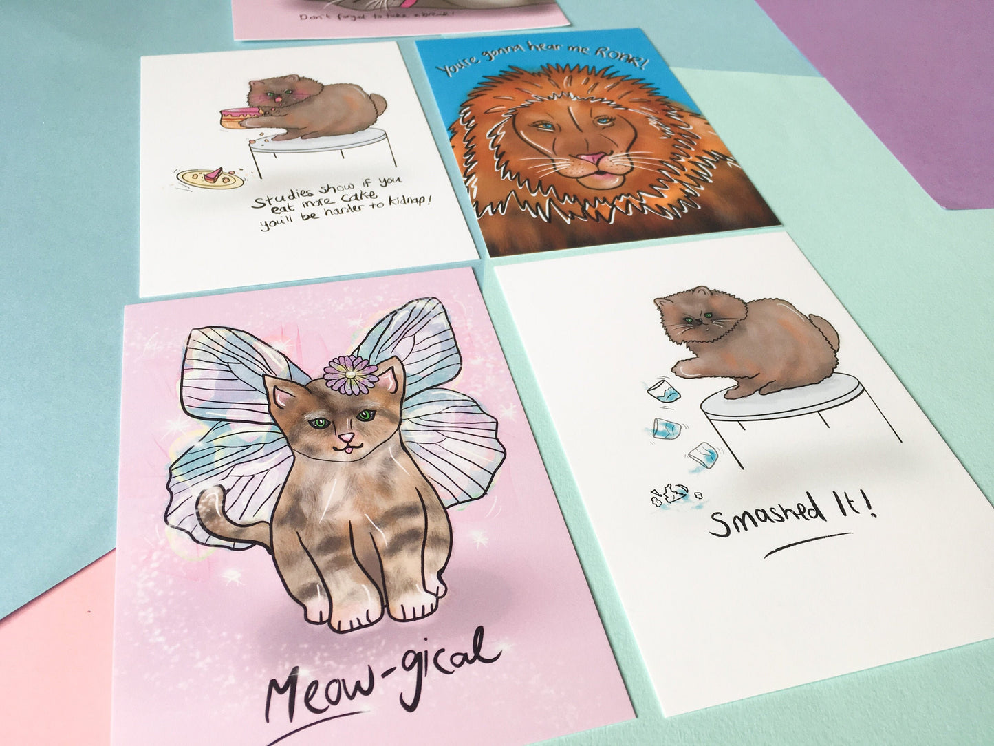 Inspirational Cats Postcard Set, A6 Animal Postcards