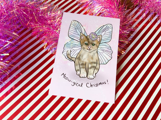 Meow-gical Christmas, Magical Cat, Cute Kitten Postcard