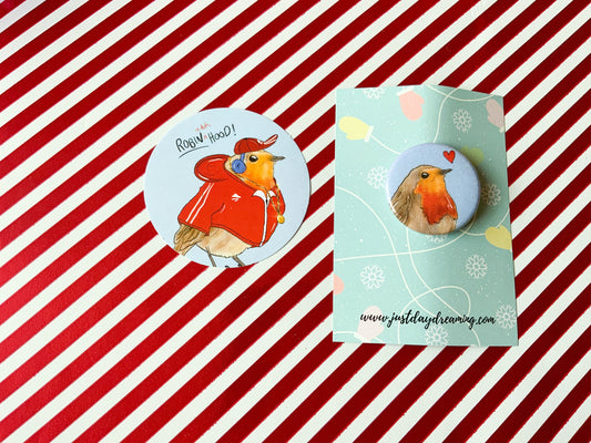 Robin Badge and Sticker Gift Set