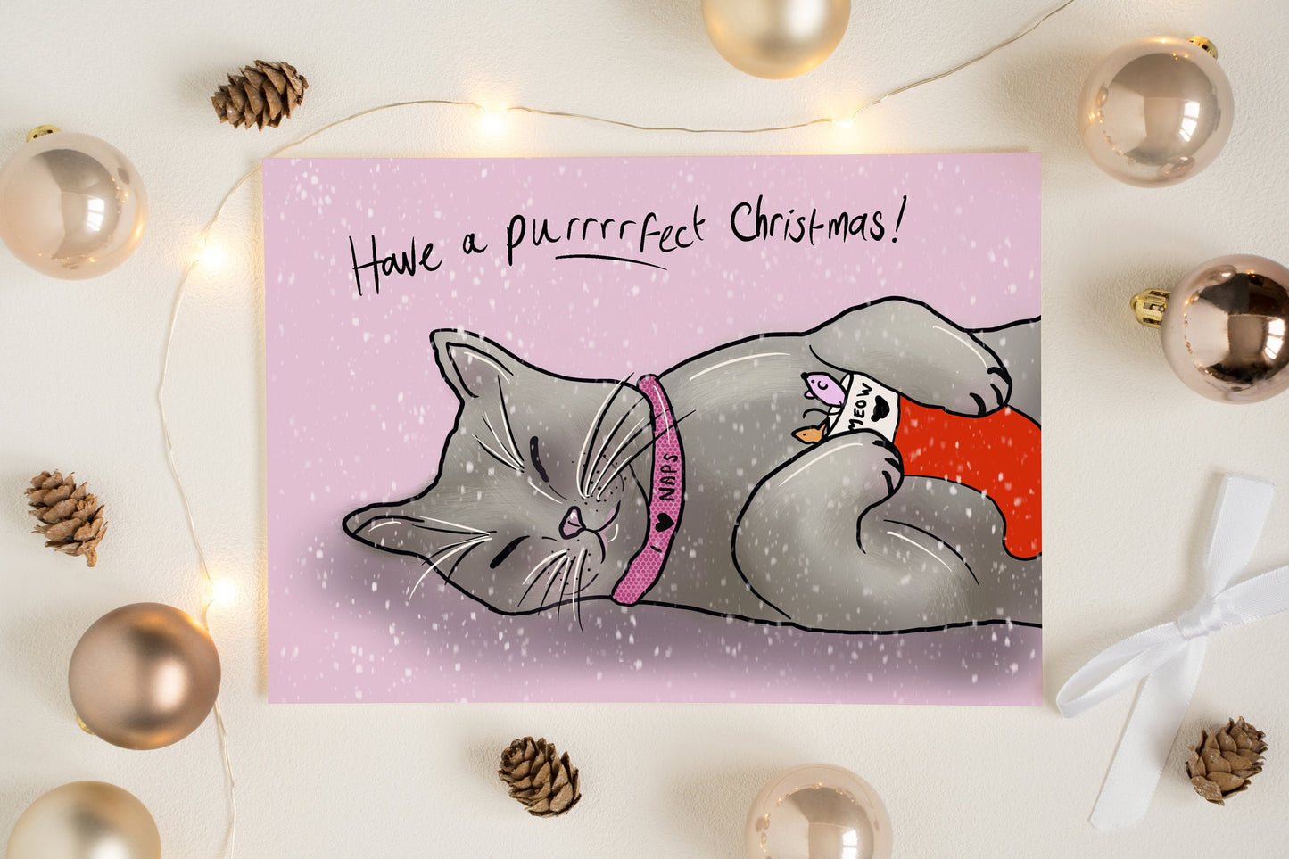 Purrrfect Christmas Card, Cute Cat