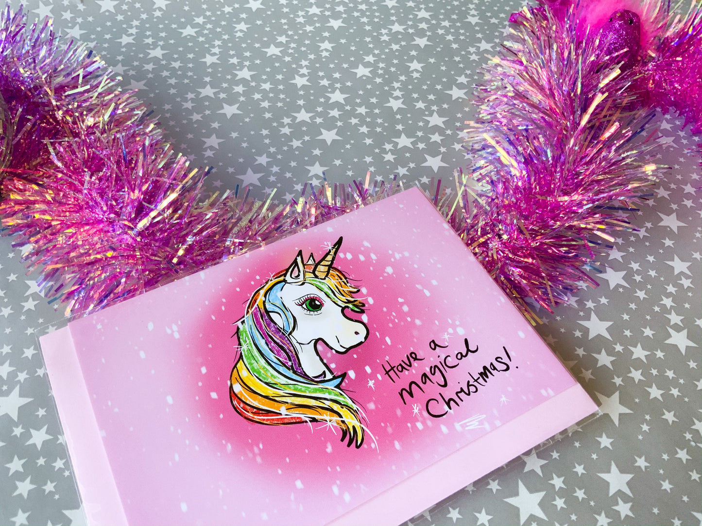 Magical Unicorn Christmas Card, Whimsical Christmas