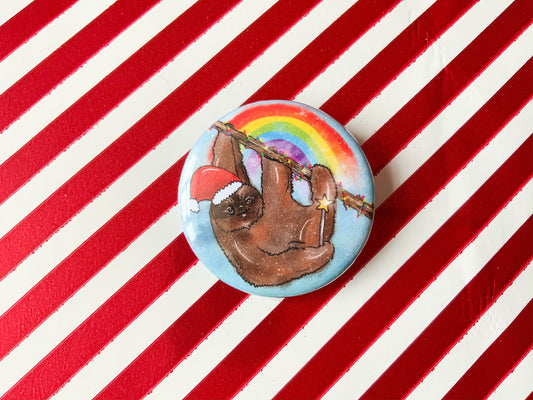 Christmas Sloth Badge, Animal Stocking Filler