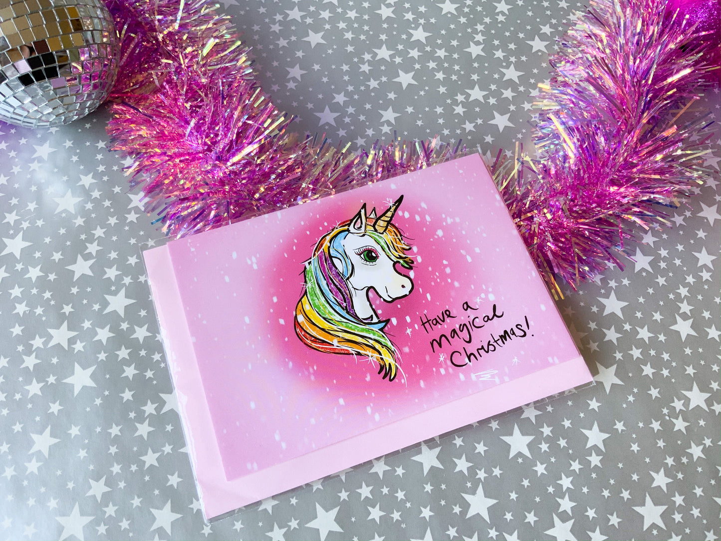 Magical Unicorn Christmas Card, Whimsical Christmas