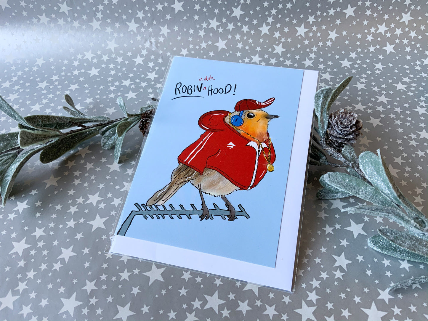 Robin in dah Hood Christmas Card, Funny Christmas Illustration