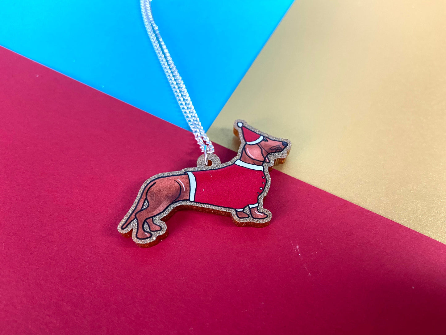 Christmas Sausage Dog Necklace,  Dachshund Jewellery