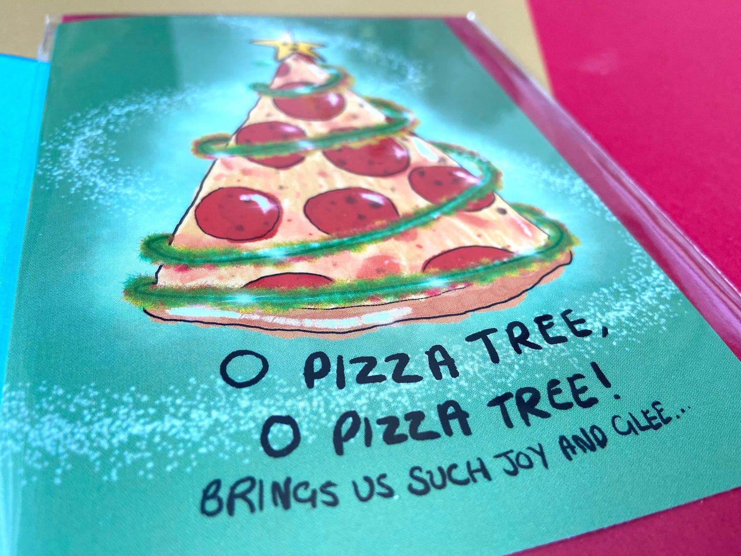 Pizza Tree Christmas Card, Funny Christmas