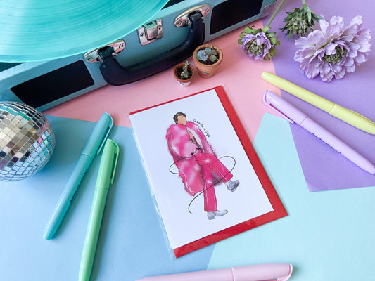 Pink Coat Harry Card, Celebrate in Style