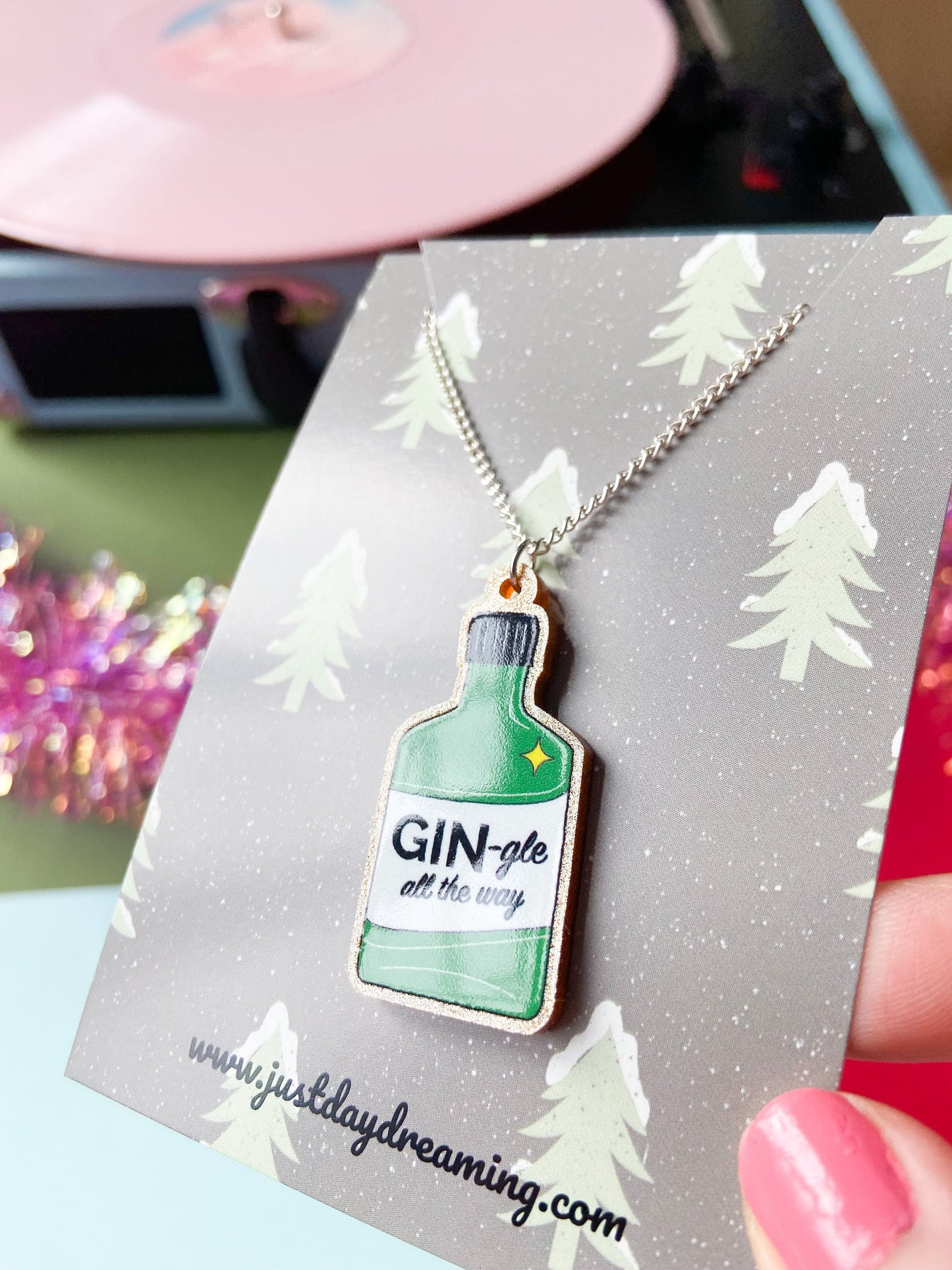 Fun Gin Necklace,  Christmas Jewellery