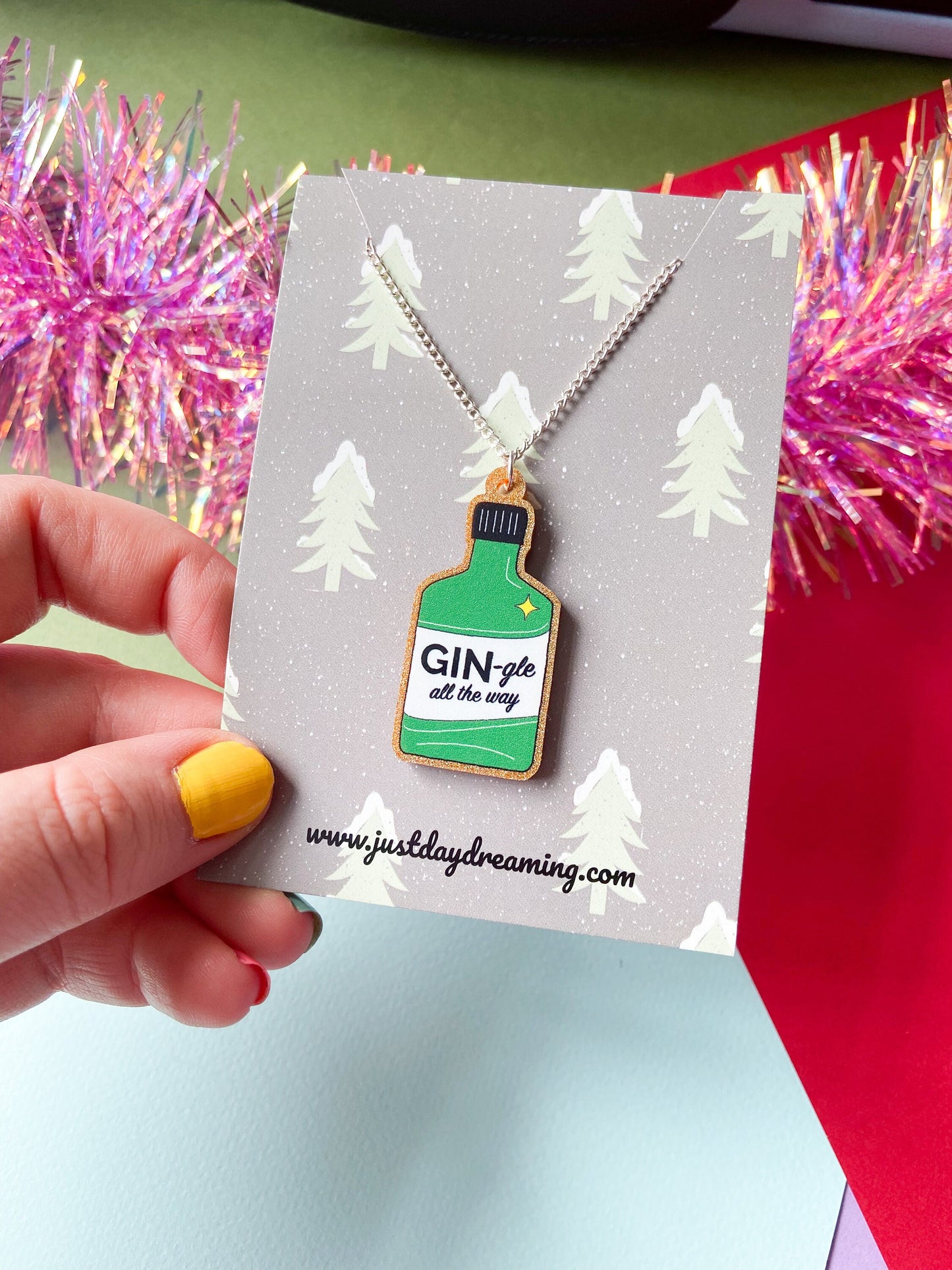 Fun Gin Necklace,  Christmas Jewellery