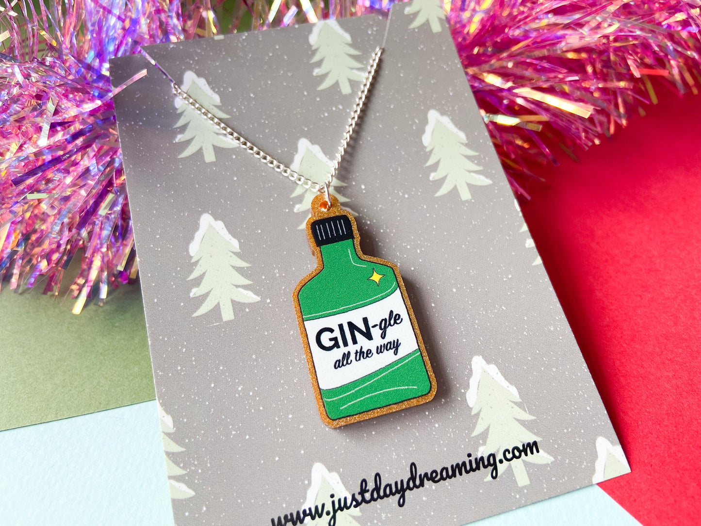 Fun Gin Necklace,  Christmas Jewellery