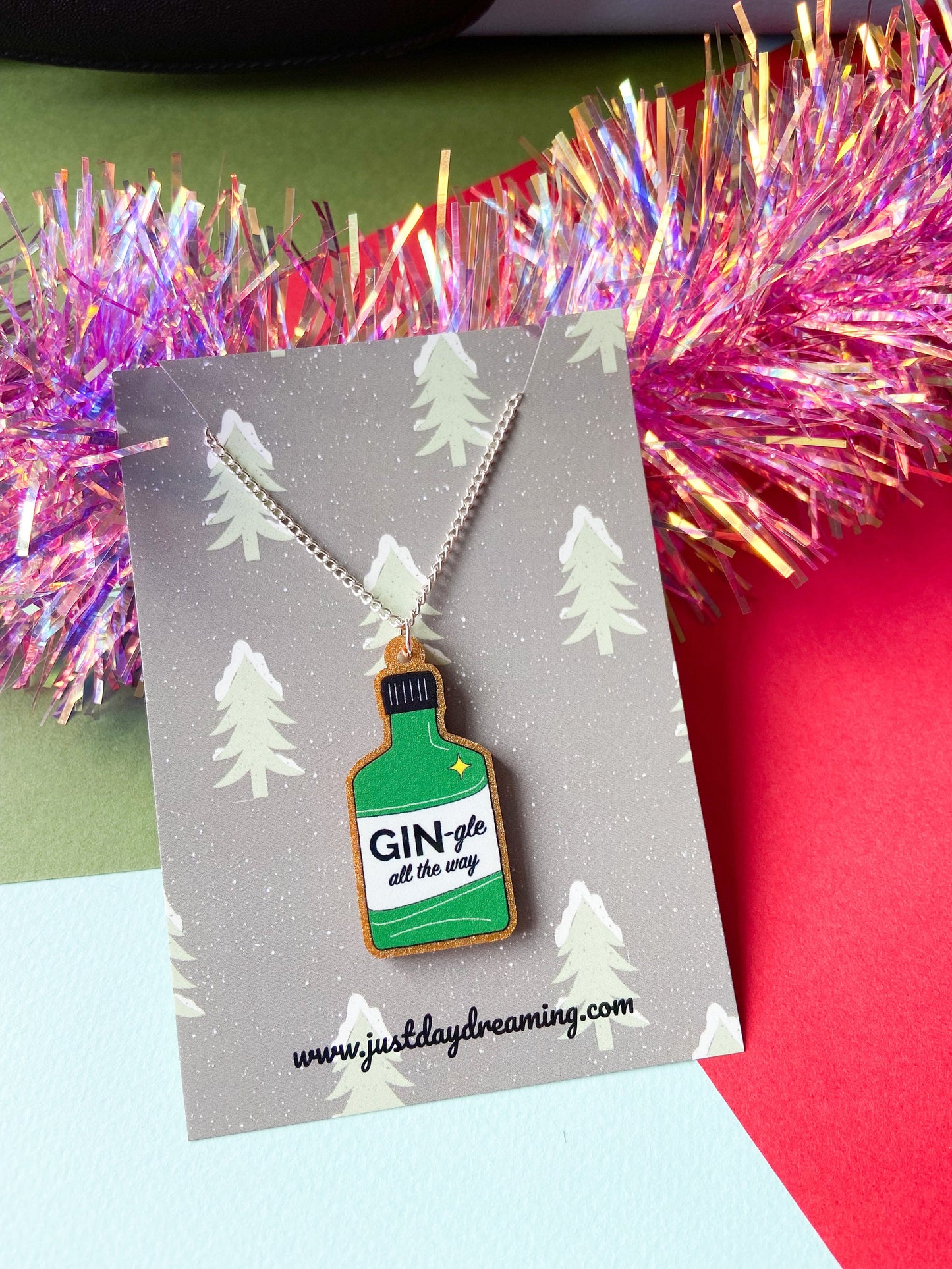 Fun Gin Necklace,  Christmas Jewellery