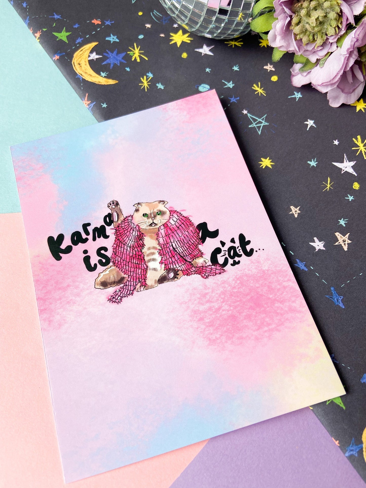 Karma is a Cat Postcard, Swiftie Gift