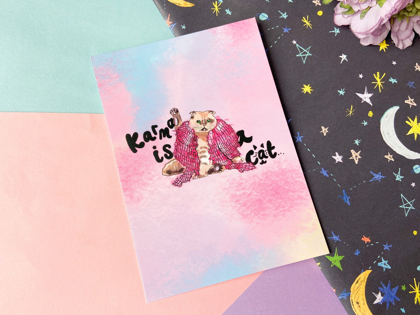 Karma is a Cat Postcard, Swiftie Gift