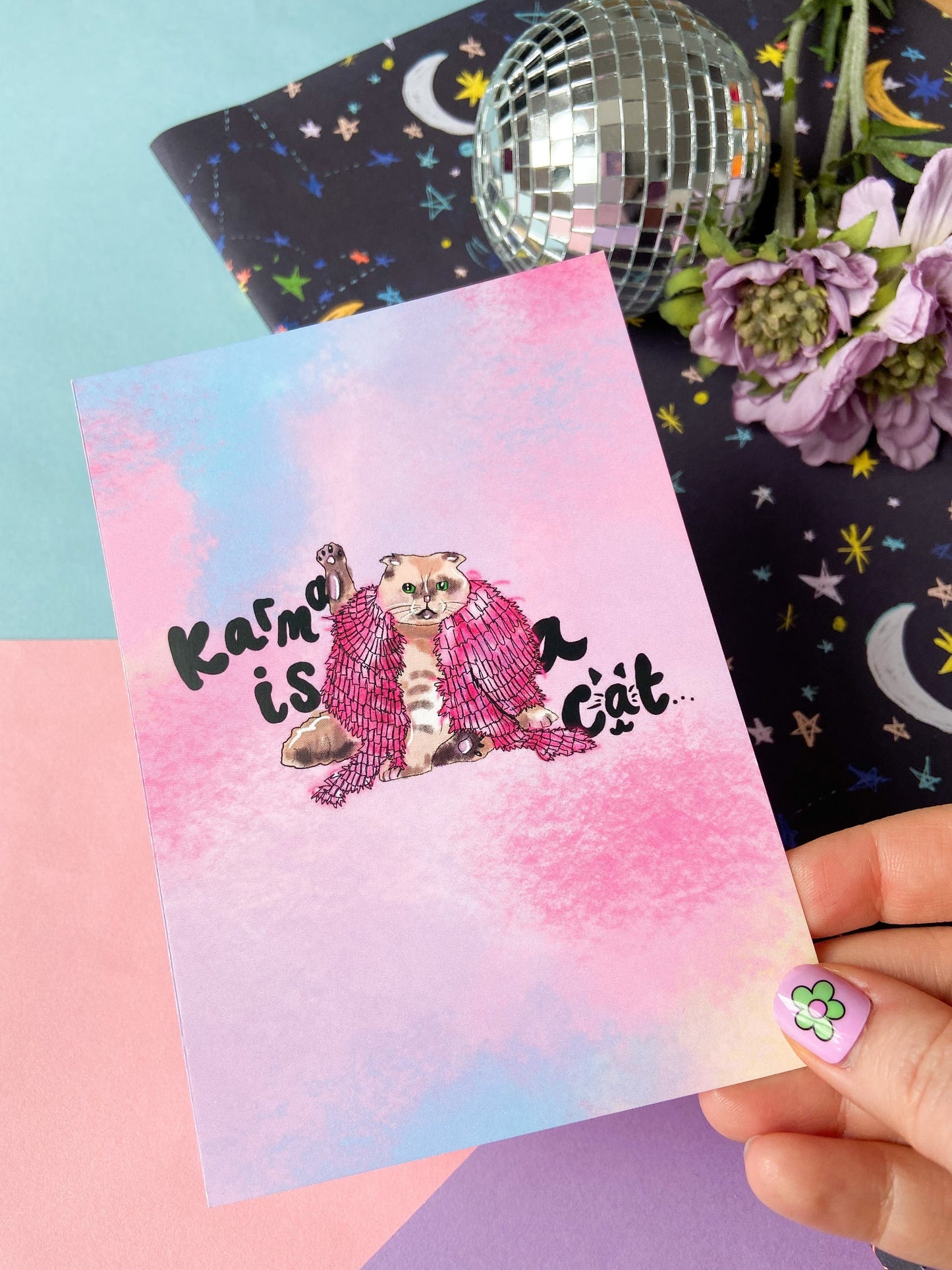 Karma is a Cat Postcard, Swiftie Gift